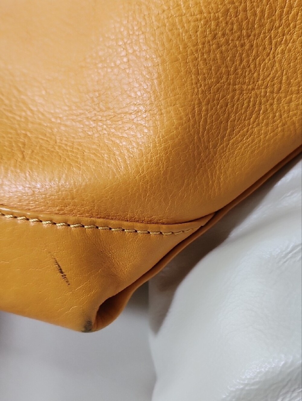 Dooney & Bourke Yellow Leather Tote with Brown Trim and Handles - Picture 11 of 11